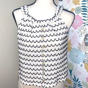 Madewell texture & thread black and white textured button up cropped tank